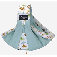 Used| Cuby Carrier Natural Cotton Baby Sling Baby Holder Extra Comfortable Green Flamingo