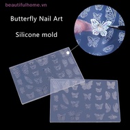 [Beautifulhome] 3D Silicone Nail Carving Mold Nail Stamping Sheet Stencils Tools DIY UV Gel Manicure