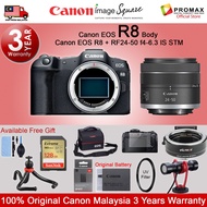 Canon EOS R8 Body &amp; R8 RF 24-50mm f/4.5-6.3 IS STM Mirrorless Camera (100% Original Canon R8 Malaysia 3 Years Warranty)