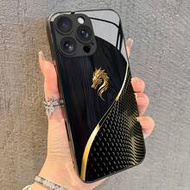 Minimalist Black Dragon Totem Pattern Grid Texture Fashion Phone Case 1pc Creative High-Definition T