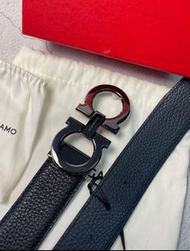 SALVATORE FERRAGAMO Men’s Belt Gancini 雙面 可調節 腰帶 皮帶 男款 黑色 3.5cm 送禮 禮物 | 679710-687611 | 全新正牌正貨