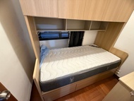 Wooden Bed Frame with Storage and Shelves