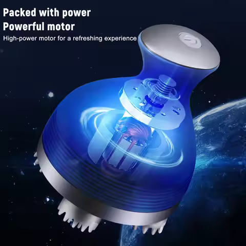 Electric Scalp Massager with 2 Gear & 4 Massage Heads Handheld Head Scratcher Massager for Hair Grow