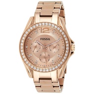 Authentic Fossil Women Riley Rose Gold Dial Stainless Steel Watch ES2811 Jam Tangan Wanita