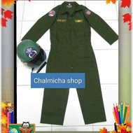 Fighter Plane Pilot Army Bogo Helmet Uniform Clothes Costume Set for Kids