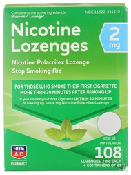 Rite Aid Nicotine Lozenges 2 mg (Nicotine), Mint Flavor, 108 Count, Stop Smoking Aid, Smoking Altern