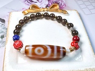 Tibetan Dzi Beads Carnelian Two Eyed Dzi Beads 藏传老矿二眼天珠 39.5x13.5mm