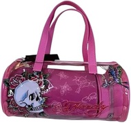 ED HARDY Hot Pink Graphic Transparent Barrel Bag 3 in 1 Cosmetic Set