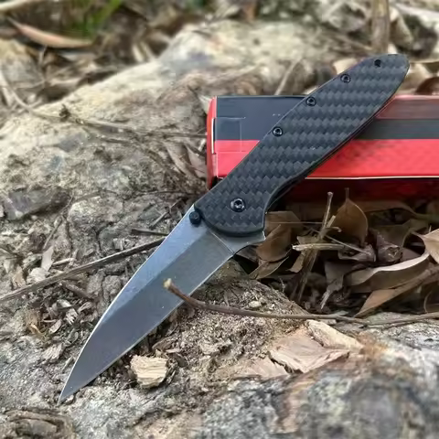 KS 1660 Carbon Fiber G10 Handle Ambidextrous EDC Pocket Folding Knife 14C28N Blade Camping Portable 