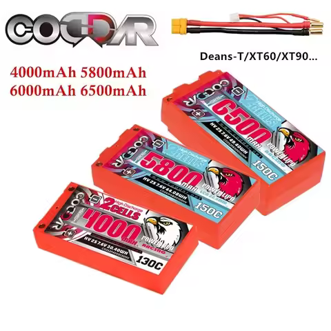CODDAR Shorty Lipo Battery 2S 7.6V HV 4000mAh 5800mAh 6000mAh 6500mAh 130C 140C 150C 5.0mm Bullet RC