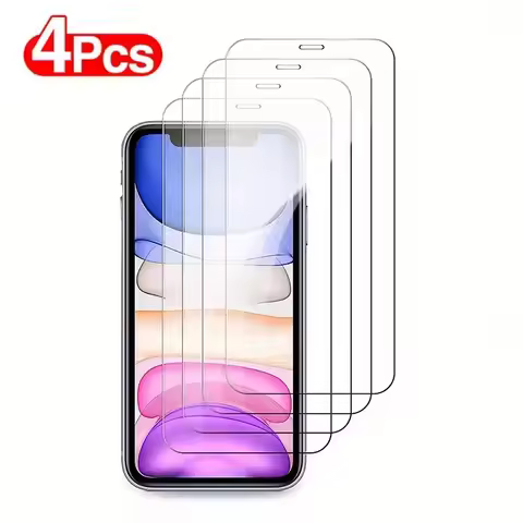 4Pcs Tempered Glass For iPhone 16 17 Air 14 Pro Max Plus 13 12 Pro Max 11 X XR XS Mini 15 Pro Max Sc