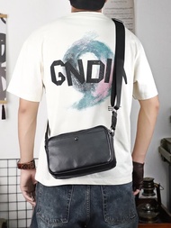 新款真皮男士單肩斜挎包 植鞣牛皮 通勤挎包 男士便攜小背包