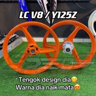 ORANGE enkei 3batang sport rim custom y125z LCV8 LC135 Fi LCFi 1.4/1.4 3L oren custom