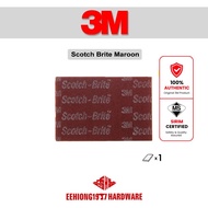 1PC 3M 7447 6" x 9" Scotch Brite maroon General Purpose Hand Pad