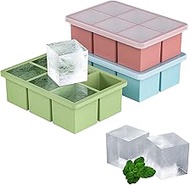 Large Ice Cube Tray for Whiskey 3 Pack, HANCELANT Big Silicone Square Ice Cube Mold with Removable L