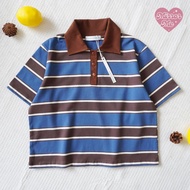 mirrorme เสื้อโปโลลายทางแขนสั้น ทรงสวย พรางหุ่นดีมาก กระดุมหน้า 02