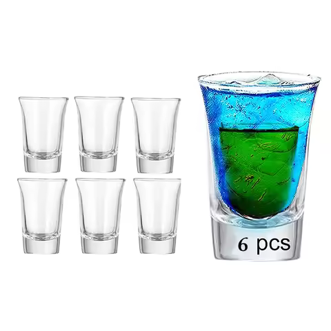 Heavy Base Shot Glass Set, Whiskey Shot Glasses, Mini Glass Cups For Liqueur, Double Side Cordial Gl