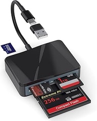 SD Card Reader, 4 in 1 USB C to SD/TF/CF/MS Card Reader with USB to USB C Adapter Memroy Card Reader