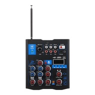 Professional Audio Mixer With Dual Wireless Microphone, Sound Board Console System Interface 4 Chann