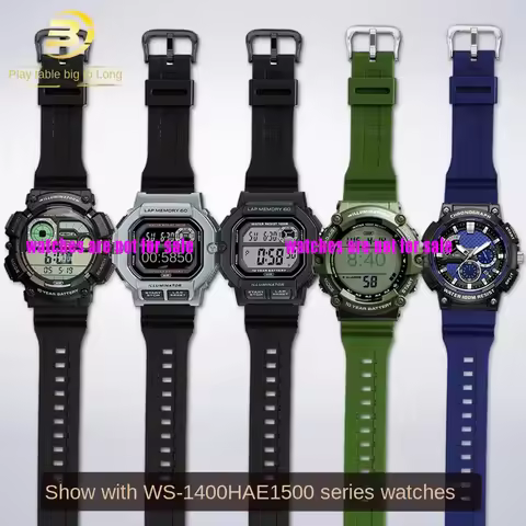 18mm Waterproof Silicone Rubber Belt For Casio WS-1400H/1300/1500 W-737H AE1500 resin silicone watch