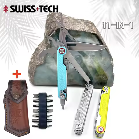 SWISS TECH 11-in-1 Multi-Tool Knife Outdoor Camping Set Combination Tools EDC Portable Emergency Equ