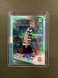 足球 摩頓 曉文 Morten Hjulmand 士砵亭 限199 2025-26 Topps UCC Flagship Sporting CP Aqua /199 足球卡 Soccer Card 歐