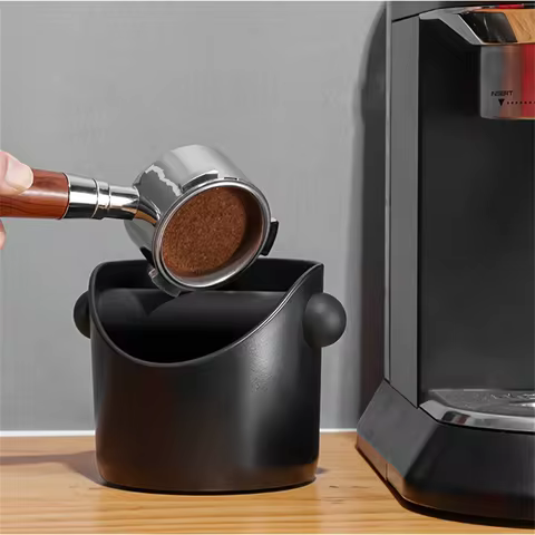 Shock-Absorbent Coffee Knock Box Anti-slip Espresso Dump Bin For Coffee Grounds with Removable Knock