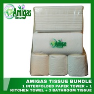 TISSUE BUNDLE Interfolded, Kitchen Towel, and Bathroom Tissue Virgin Pulp