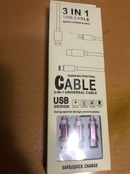 3 IN 1 USB CABLE QUICK CHARGE & DATA