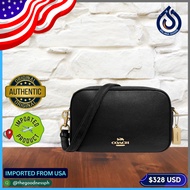 COACH Jes Crossbody Shoulder Horse & Carriage Logo Black Gold Leather Bag-F39856 - Imported from USA