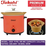 TAKAHI Electric Crockery Pot 3.0L with HEAT- RESISTANT CERAMIC POT Model 3525 Type HR-WO Slow Cooker