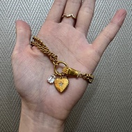 Dior 霧金色手 愛心 水鑽手鍊