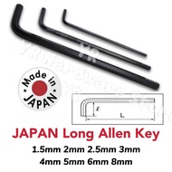 JAPAN Long Allen Key 1.5mm to 8mm Hex Allen Key MADE IN JAPAN Allen Key 1.5mm 2mm 2.5mm 3mm 4mm 5mm 