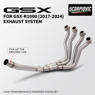 For GSXR1000 GSXR 1000 GSXS1000 2017-2024 Motocross Exhaust Full Systems Motorcycle Front Pipe Stain