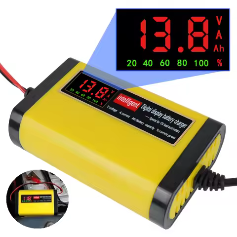 12V 2A Lead Acid Battery Charger Lcd Display AC 110V 220V Motorcycle Car Charge For 5AH 7AH 12AH 14A