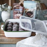 【官方直營】【組合包】雙耳琺瑯烘焙保鮮盒(附蓋)1.8L方型+玻璃