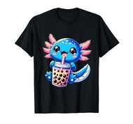 Axolotl Bubble Boba Tea Anime Cute Kawaii Blue Axolotl T-Shirt