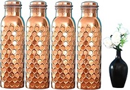 Copper Dimond Water Bottle 1L, 33 Oz Capacity Rust Proof Water Bottle For Home &amp; Office Set Of 4 Piece By MD Al Hayat Exports