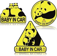 SuperKaKa 3 Pack Set Baby on Board Panda Car Magnets, Baby in Car Safety Sign for Car Bumper Automotive Exterior Accessories Reflective Car Magnet Cute Car Drive Safely Sticker for Most Car