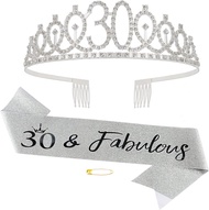 Birthday Tiara Crown Sash Women Girls 13th 16th 18th 21St 30Th 40Th 50Th 60Th 70Th 80Th Birthday Par