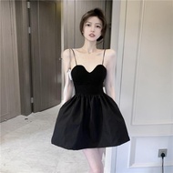 Suspender Dress Female Temperament Little Black Dress Summer 2025 New Style Retro Western Style High