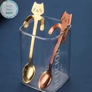 GentleHappy 1pc Stainless Steel Coffee Spoon Lovely Cute Cat Shape Teaspoon Dessert Snack Scoop Ice 