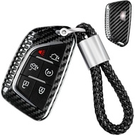 T-carbon Real Carbon Fiber Key Fob Cover Keychain Compatible with Cadillac Escalade CT4 CT5 Premium 