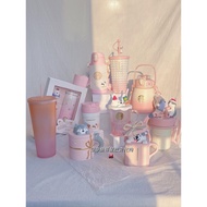 [ins Starbucks Cup] Starbucks Cup Holiday Cute Pet Pink Gradient Insulation Straw Cup Mug Coffee Accompanying High-value Water Cup