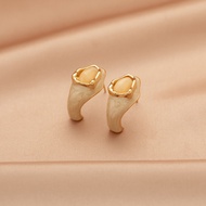 Pastel Pink Gradient Arc Shaped Ear Studs No Piercing Crescent Moon Shape Yellow Oval Ear Jewelry fo