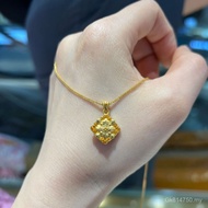 Wholesale au750 Pendant Clavicle Chain Clover Citrine Light Luxury Colorful Gold Brushed Pendant Gol