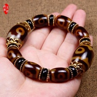 Three Nine Eyes Dzi Beads Bracelet Agate Chalcedony Men Women Tibet Genuine Wenwan Buddha Beads Dzi 