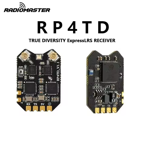 RadioMaster RP4TD ExpressLRS 2.4GHz Diversity Receiver with Dual Antenna for FPV Drone, RC Airplane