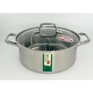 ** SG Stock  ** YUAN YANG DUAL STAINLESS STEEL STEAMBOAT POT WITH GLASS LID