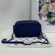 Chanel/香奈兒藍色雙層中相機包單肩包斜挎包~20開
